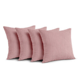 Ameha Pink Stripe Velvet Cushion Cover 18X18 Inch, Set Of 4, Soft, Breathable & Hypoallergenic With Invisible Zip - thumbnail 7