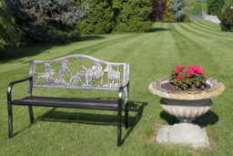 Garden Market Place Metal Garden Bench With Cast Iron 'puppies Design' Back Rest - thumbnail 4