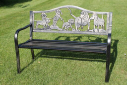 Garden Market Place Metal Garden Bench With Cast Iron 'puppies Design' Back Rest - thumbnail 1