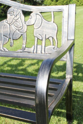 Garden Market Place Metal Garden Bench With Cast Iron 'puppies Design' Back Rest - thumbnail 3