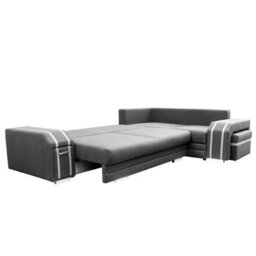 Avatar Corner Sofa Bed With Ottoman And Side Bar Upholstered Back Loose Cushions 300X200X90Cm 145X220Cm Grey And Graphite Left - thumbnail 4