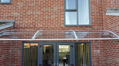 Canofix UK Canofix Door Canopy Pc 2500 Width X 1500 Projection (Grey Bracket - Clear Sheet)