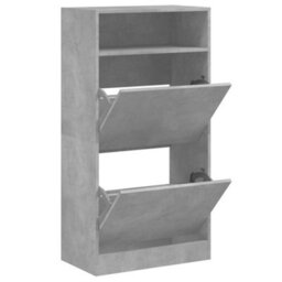 Walplus Shoe Cabinet Concrete Grey 60X34X116 Cm Engineered Wood - thumbnail 2