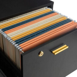 2 Drawer Office Cabinet Lock With 4 Wheels Wooden Document Papers Cabinet Black - thumbnail 4