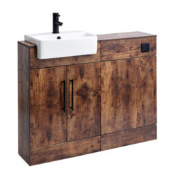 Homestylestore 1050mm Dark Oak Bathroom Combination Vanity Toilet Wc Unit With Black T Bar Handle - thumbnail 2