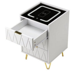 2 Drawers 2 Design White Drawer Smart Bedside Table Bedroom Bedside Cabinet Furniture Storage - thumbnail 1