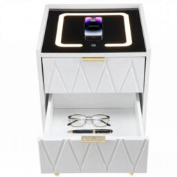 2 Drawers 2 Design White Drawer Smart Bedside Table Bedroom Bedside Cabinet Furniture Storage - thumbnail 4