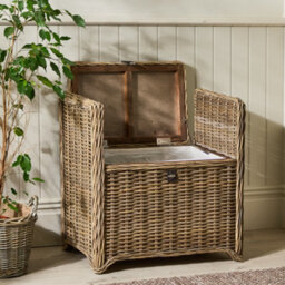 Dibor Traditional Style Woven Indoor Bench And Storage Trunk - thumbnail 2