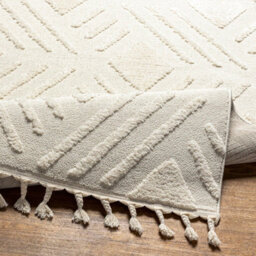 Livabliss Nora-Geometric Grey Ivory High Pile Fringe Living Dining Bedroom Rug 160 X 213 Cm Easy Care, Non Shedding - thumbnail 4