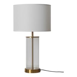 GoodHome Malkoha Round Satin Clear Antique Brass Effect Table Lamp - thumbnail 4