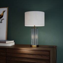 GoodHome Malkoha Round Satin Clear Antique Brass Effect Table Lamp - thumbnail 2