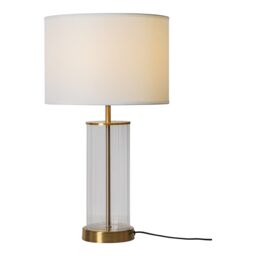 GoodHome Malkoha Round Satin Clear Antique Brass Effect Table Lamp - thumbnail 3