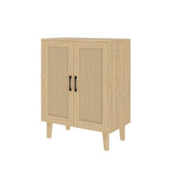 Natural Wood Modern Wood Storage Cabinet With Shelf 2 Doors Sideboard Buffe - thumbnail 4