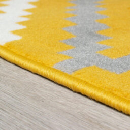 Bravich Hard Wearing Hessian Backed Stair Runner Kitchen Mat - Texas Yellow & Grey Geometric Tiles - 60X450Cm (2'x15') - thumbnail 8