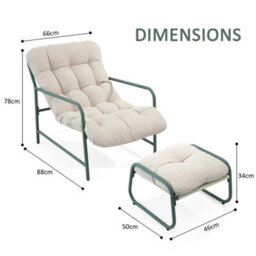 Sling Garden Chair W/ Footstool Garden Patio Metal Relaxer Chair Outdoor Lounge - thumbnail 2