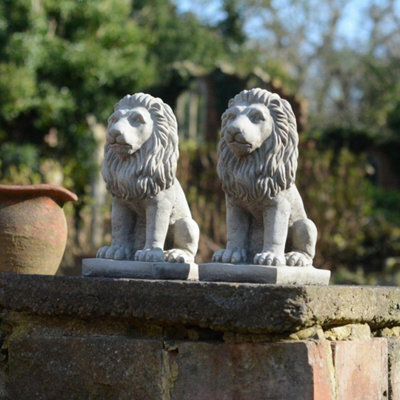 Pair Of Small Bavarian Lion Garden Sculptures - image 1