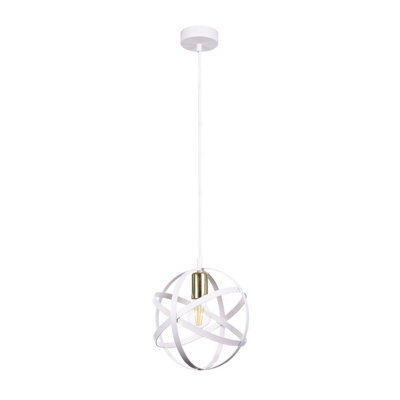 Luminosa Lighting Luminosa Pola Spherical Pendant Ceiling Light White, Gold, 30Cm, 1X E27