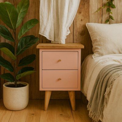 Wyld Haus Wrotham Blush Pink Hand-Painted Mango Wood Bedside Table - image 1