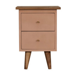 Wyld Haus Wrotham Blush Pink Hand-Painted Mango Wood Bedside Table - thumbnail 2