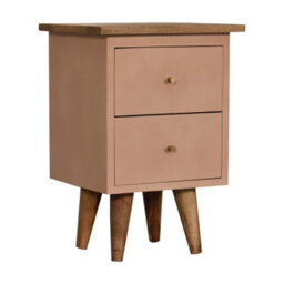 Wyld Haus Wrotham Blush Pink Hand-Painted Mango Wood Bedside Table - thumbnail 4