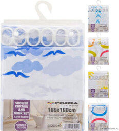 New Bathroom Shower Curtains With Hooks Rings Bath Fabric Waterproof 180Cm - thumbnail 1