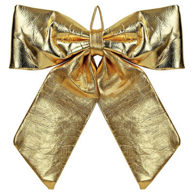 Luxury Gold Christmas Bow 60X70Cm Metallic Decorative Bow For Tree Topper Door Wreath And Garland Elegant Holiday Gold - image 1