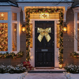 Luxury Gold Christmas Bow 60X70Cm Metallic Decorative Bow For Tree Topper Door Wreath And Garland Elegant Holiday Gold - thumbnail 5