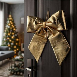 Luxury Gold Christmas Bow 60X70Cm Metallic Decorative Bow For Tree Topper Door Wreath And Garland Elegant Holiday Gold - thumbnail 4