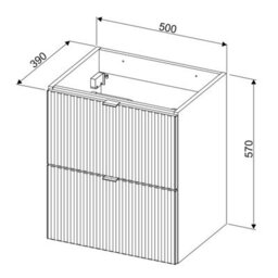 Heze Furniture Line Reed 2 Drawer Bathroom Cabinet Vanity Unit 50Cm With Built In Basin Sage - thumbnail 6
