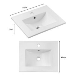 Heze Furniture Line Reed 2 Drawer Bathroom Cabinet Vanity Unit 50Cm With Built In Basin Sage - thumbnail 7