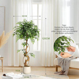 120Cm 4Ft Twisted Trunk Artificial Ficus Tree With White Pot - thumbnail 2