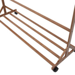 Thehotsale Wooden Garment Hat Rack With Wheels 6 Hooks And Shelf Brown - thumbnail 8
