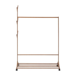 Thehotsale Wooden Garment Hat Rack With Wheels 6 Hooks And Shelf Brown - thumbnail 3