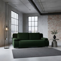 Emma M Corduroy Sofa Bed In Living Room Mdf Frame Has Storage Loose Back Cushions 200X92X77 Cm Green - thumbnail 2