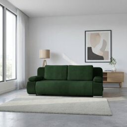 Emma M Corduroy Sofa Bed In Living Room Mdf Frame Has Storage Loose Back Cushions 200X92X77 Cm Green