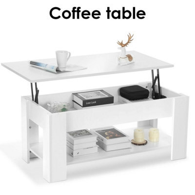 Top Shelf Furniture With Wooden Table Drawer Room Storage Living Lift Coffee Up - image 1