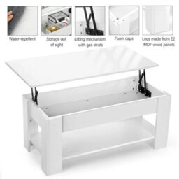 Top Shelf Furniture With Wooden Table Drawer Room Storage Living Lift Coffee Up - thumbnail 4