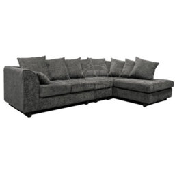 Furnishings For Less UK Monaco Chenille Fabric 5 Seater L Shaped Corner Sofa  Grey Right Hand Facing - thumbnail 5