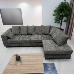 Furnishings For Less UK Monaco Chenille Fabric 5 Seater L Shaped Corner Sofa  Grey Right Hand Facing - thumbnail 2