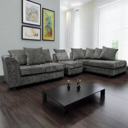 Furnishings For Less UK Monaco Chenille Fabric 5 Seater L Shaped Corner Sofa  Grey Right Hand Facing - thumbnail 3