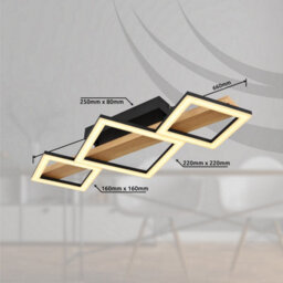 Luminosa Lighting Luminosa Dustin 3 Square Integrated Led Semi Flush Ceiling Light Matt Black 3X Led 3000K - thumbnail 8