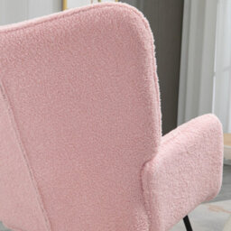Homcom Wingback Rocking Chair For Nursing W/ Steel Frame Pink - thumbnail 8