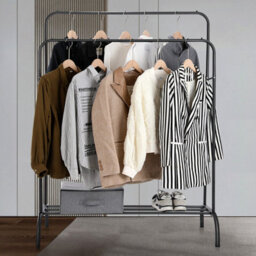 Heavy Duty Metal Double Rail Clothes Garment Hanging Racks Shelf Display Stand - thumbnail 5
