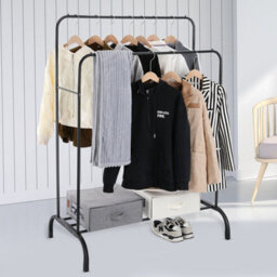 Heavy Duty Metal Double Rail Clothes Garment Hanging Racks Shelf Display Stand - thumbnail 1
