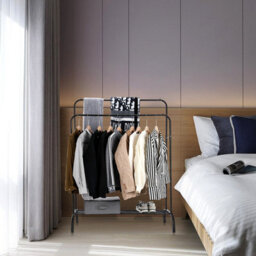 Heavy Duty Metal Double Rail Clothes Garment Hanging Racks Shelf Display Stand - thumbnail 6