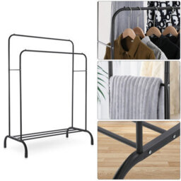 Heavy Duty Metal Double Rail Clothes Garment Hanging Racks Shelf Display Stand - thumbnail 3