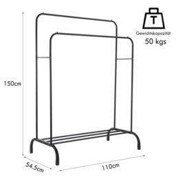 Heavy Duty Metal Double Rail Clothes Garment Hanging Racks Shelf Display Stand - thumbnail 2