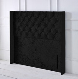 "Slumbre Chesterfield Winged Crushed Velvet 4Ft6 Double 50"" Floor Standing Headboard - Black"