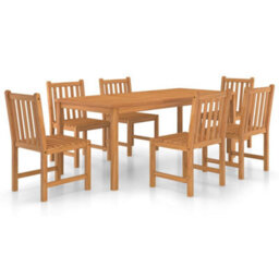 Berkfield 7 Piece Garden Dining Set Solid Teak Wood - thumbnail 2