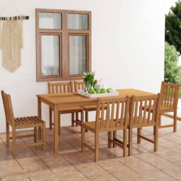 Berkfield 7 Piece Garden Dining Set Solid Teak Wood - thumbnail 1